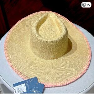 Chic Straw Hat with Pink Edge